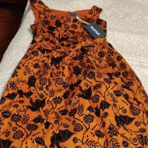 ModCloth rare orange black dress Halloween Small
